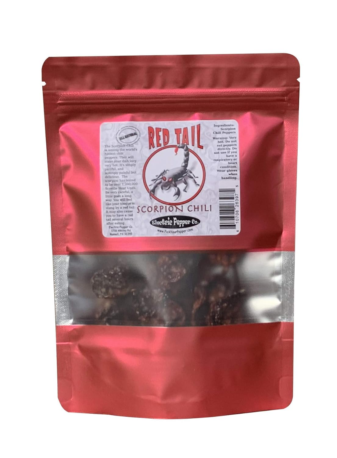 Red Tail Scorpion Chili Peppers 10 Dried Trinidad Seed Pods Plus 2 Free, Hotter than Ghost Pepper