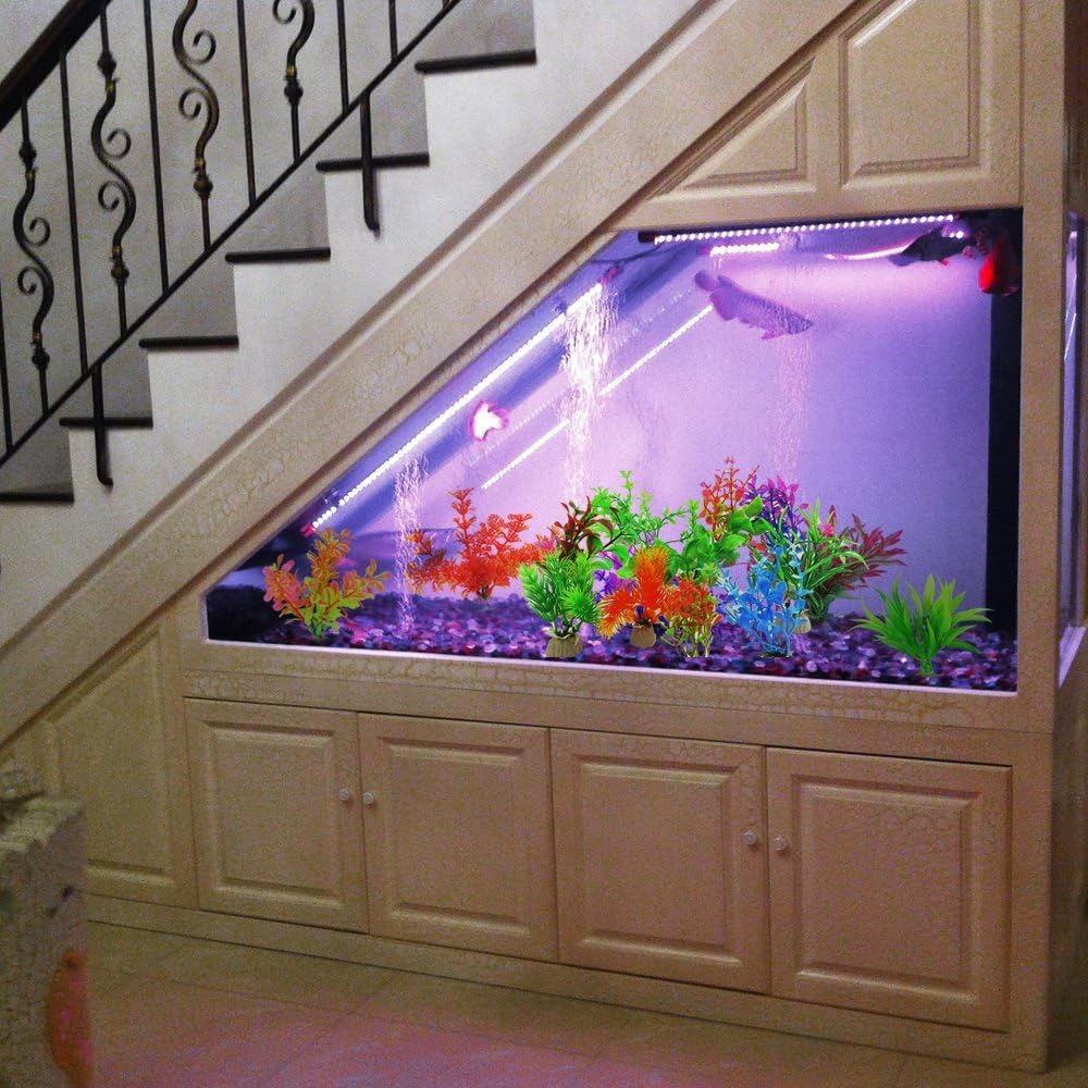 COMSUN 10 Pack Artificial Aquarium Plants, Small Size 4 to 4.5 inch Approximate Height Fish Tank Decorations Home Décor Plastic