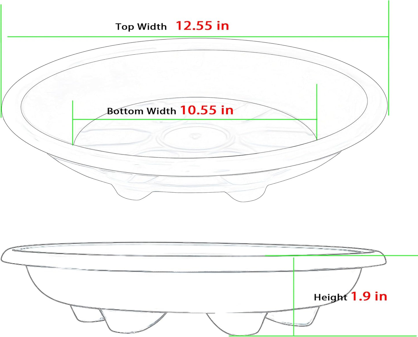 6 Pack of Plant Saucer 12 inch, Large Heavy Duty Plastic Saucers Round, Plant Drip Trays for Indoors Outdoor, Plant Water Tray for Planters, Brown