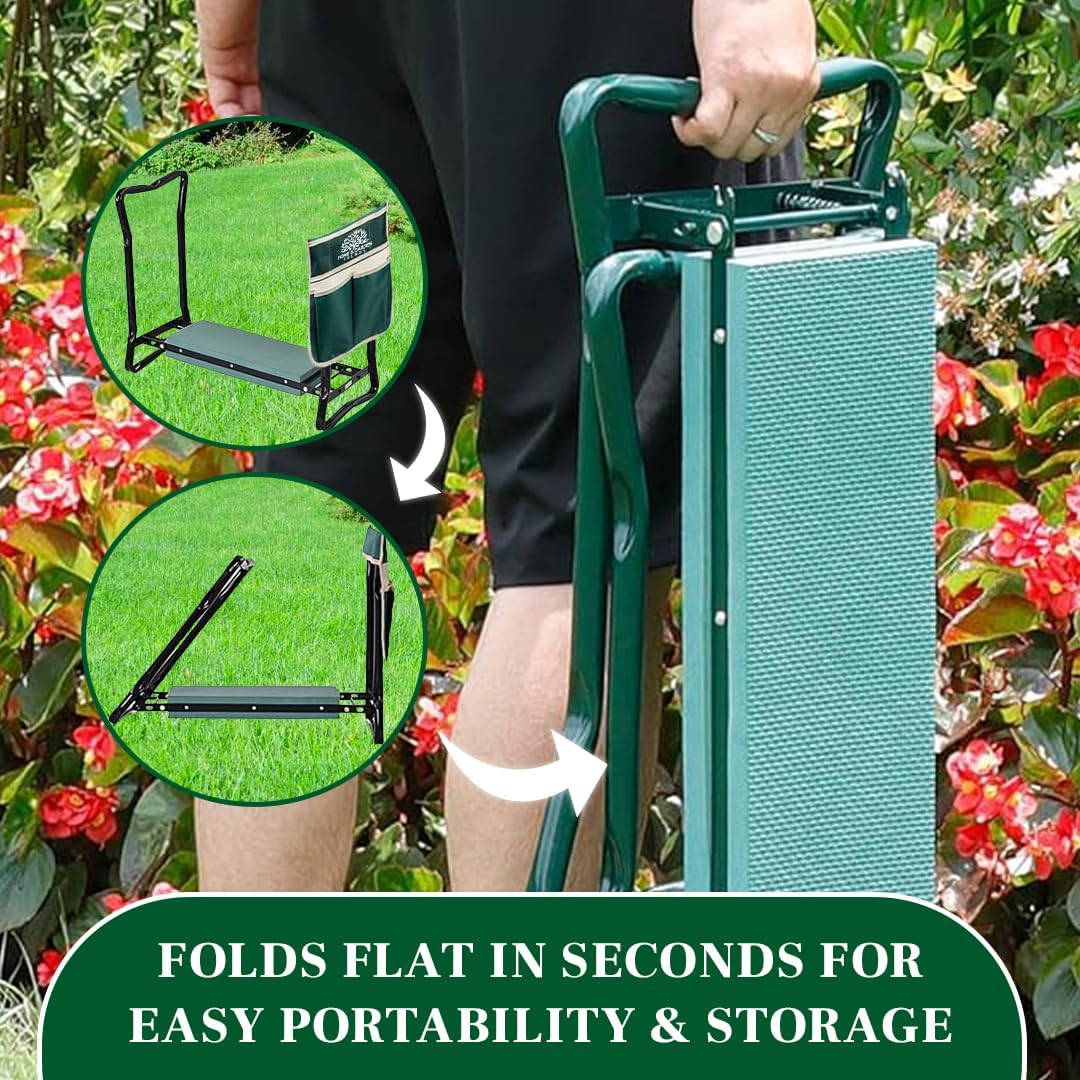 Garden Kneeler and Seat, Foldable Garden Stool Heavy Duty Gardening Bench for Kneeling and Sitting to Prevent Knee & Back Pain, Gardening Gifts for Women, Grandparents, Seniors, Mom & Dad