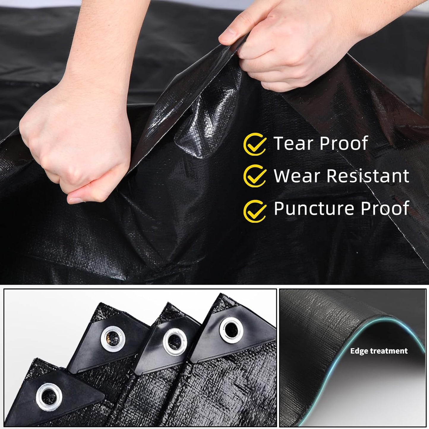 TEZONG Pond Liner,8x10Ft Pond Liners for Outdoor,28Mil PE Black Koi Fish Pond Liner,Reinforced Pond Underlayment for Water Garden,Waterfall,Fountain