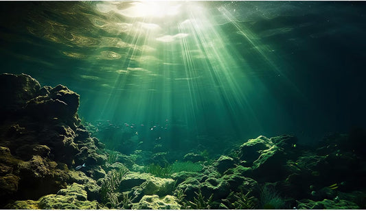 Under The Sea Aquarium Background Underwater Fish Tank Background Ocean Floor Rock Cave Sunray Terrarium Backgrounds Tropical Fish Ocean World Aquarium Reptile Tank Backgrounds 72x24in