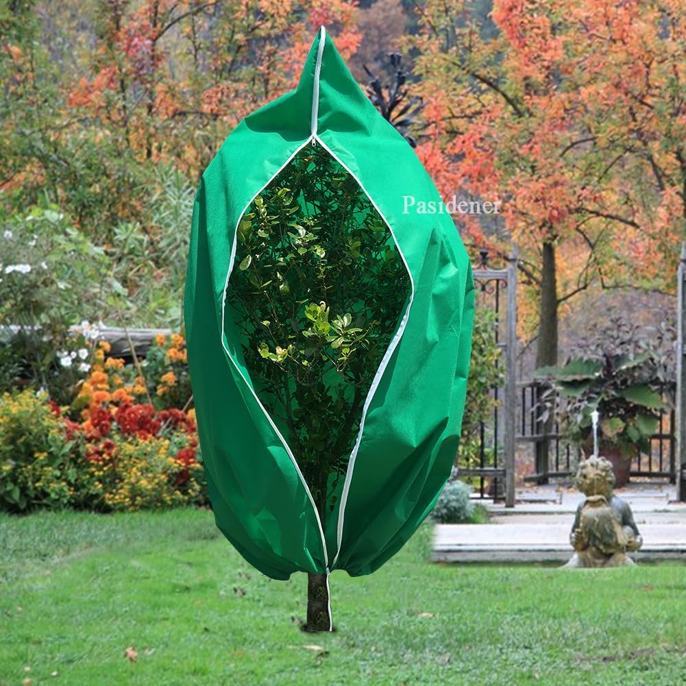 Plant Covers Freeze Protection 2 Packs 75" X55" 2.2oz Tree Covers Frost Plant Covers Freeze Cloth for Outdoor Plants with Zipper Drawstring