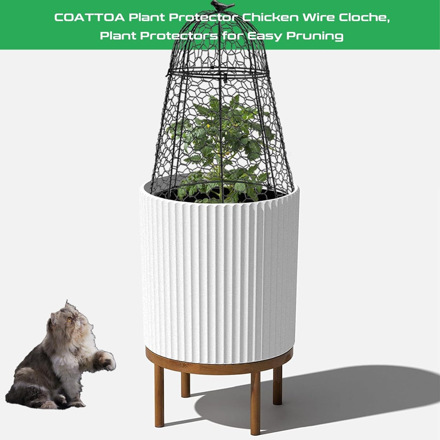 Plant Protector Chicken Wire Cloche 8 PCS, Plant Protectors from Animals, 18.7×12 Inch Large Garden Cloches for Plants, Sturdy 2-in-1 Cloche Dome for Plants, Plant Protectors for Easy Pruning