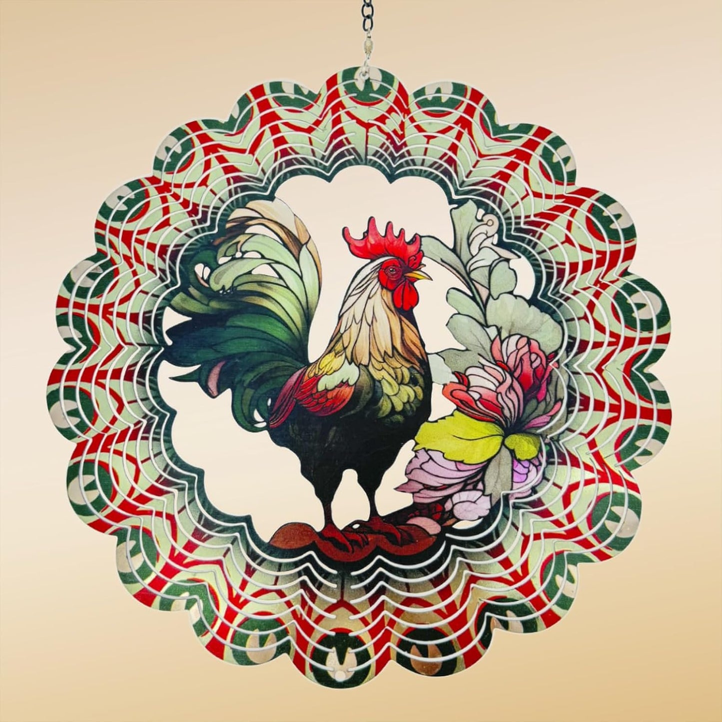 Wind Spinners Outdoor Chicken Decorations - Birthday Gifts for Women Mom Grandma, Hanging 12 inch 3D Sculptures for Garden Decor for Outside, Patio, Yard