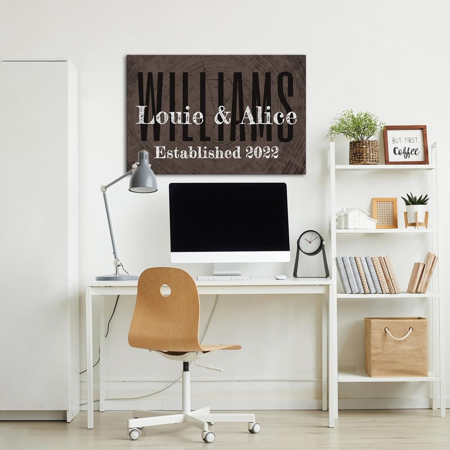 iLOOKLiKE Personalized Last Name Signs with Couple's Names Wall Art Custom Family Established Date Canvas Prints Framed Unique Wedding Anniversary Housewarming Gifts for Home Decor 16×24inch