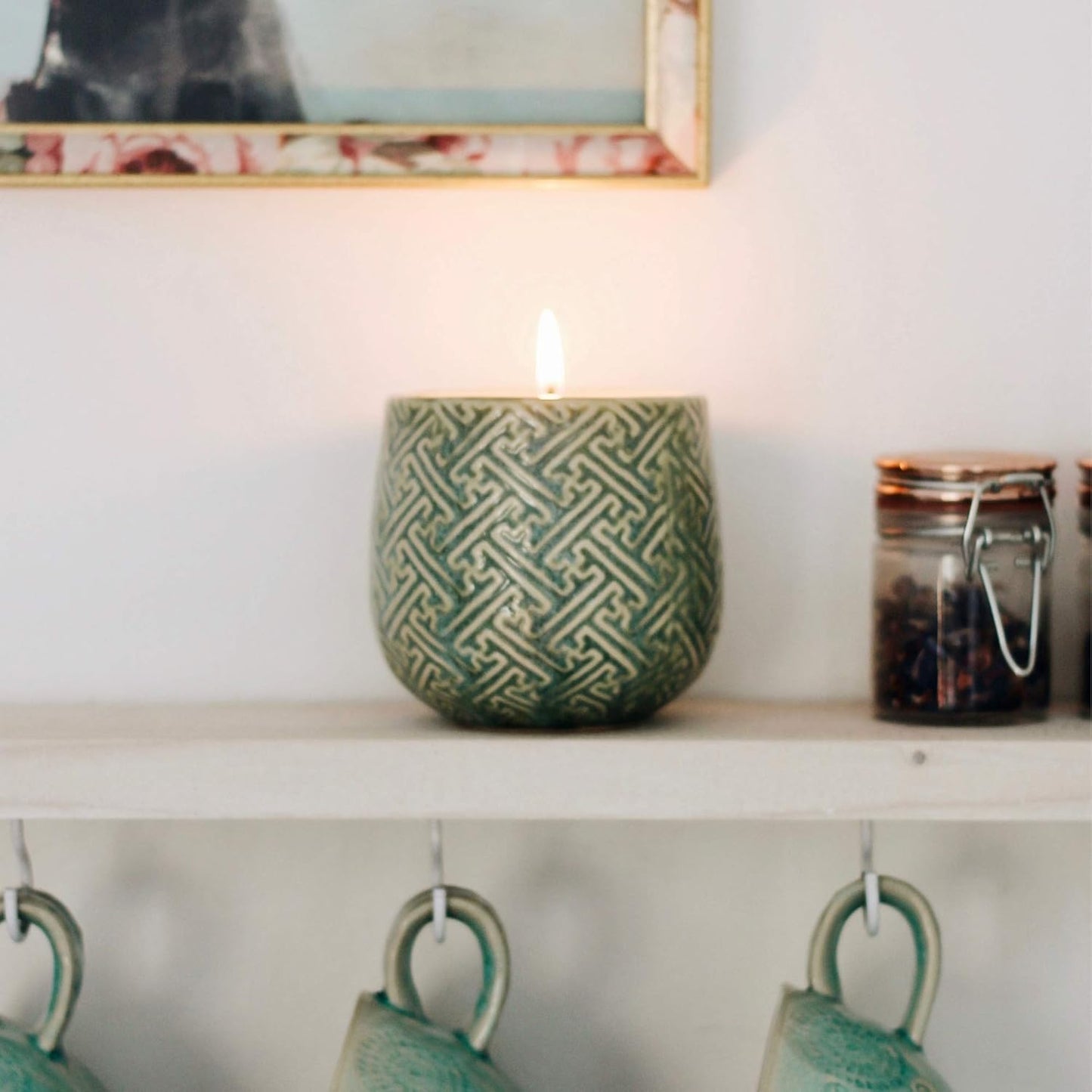 The Growing Candle, Sandalwood & Vanilla Scented, 10oz Ceramic Pot, Aromatherapy Candles for Home, 100% Soy, Ida