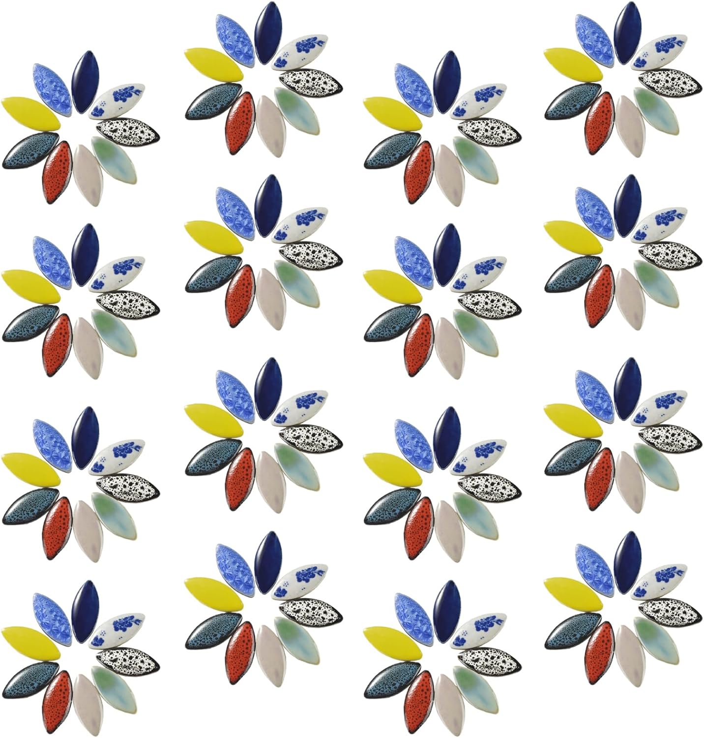 70 Pcs Petal Ceramics Mosaic Tiles for Crafts, Stained Ceramics Supplies, Flower Leaves Mosaic Pieces Kit for DIY Crafts Plates Picture Frames Home Decorations - Black
