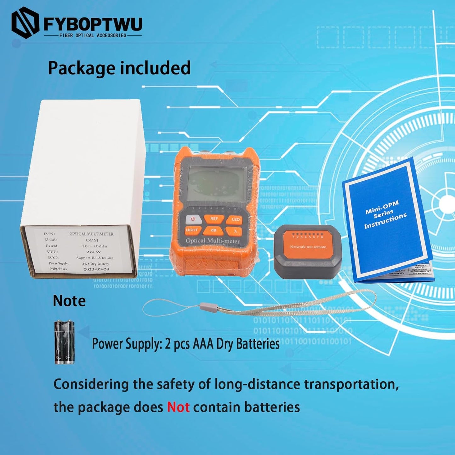 4 in 1 Function Fiber Optic Tester Portable Optical Power Meter (FC/SC/ST) & VFL 2mw Visual Fault Locator & LED, OPM & VF, Range: (-50) dBm ~ (+26) dBm，2pcs