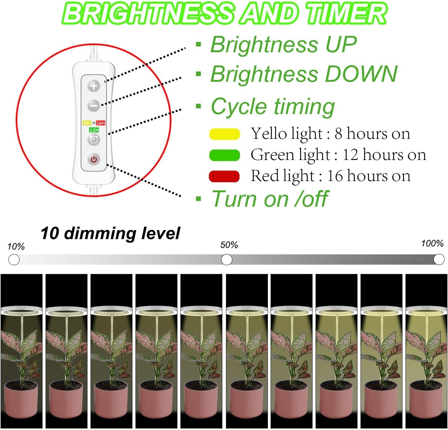 Plant Grow Light,Yadoker LED Growing Light Full Spectrum for Indoor Plants,Height Adjustable, Automatic Timer, 5V Low Safe Voltage,Idea for Small Plant Light…