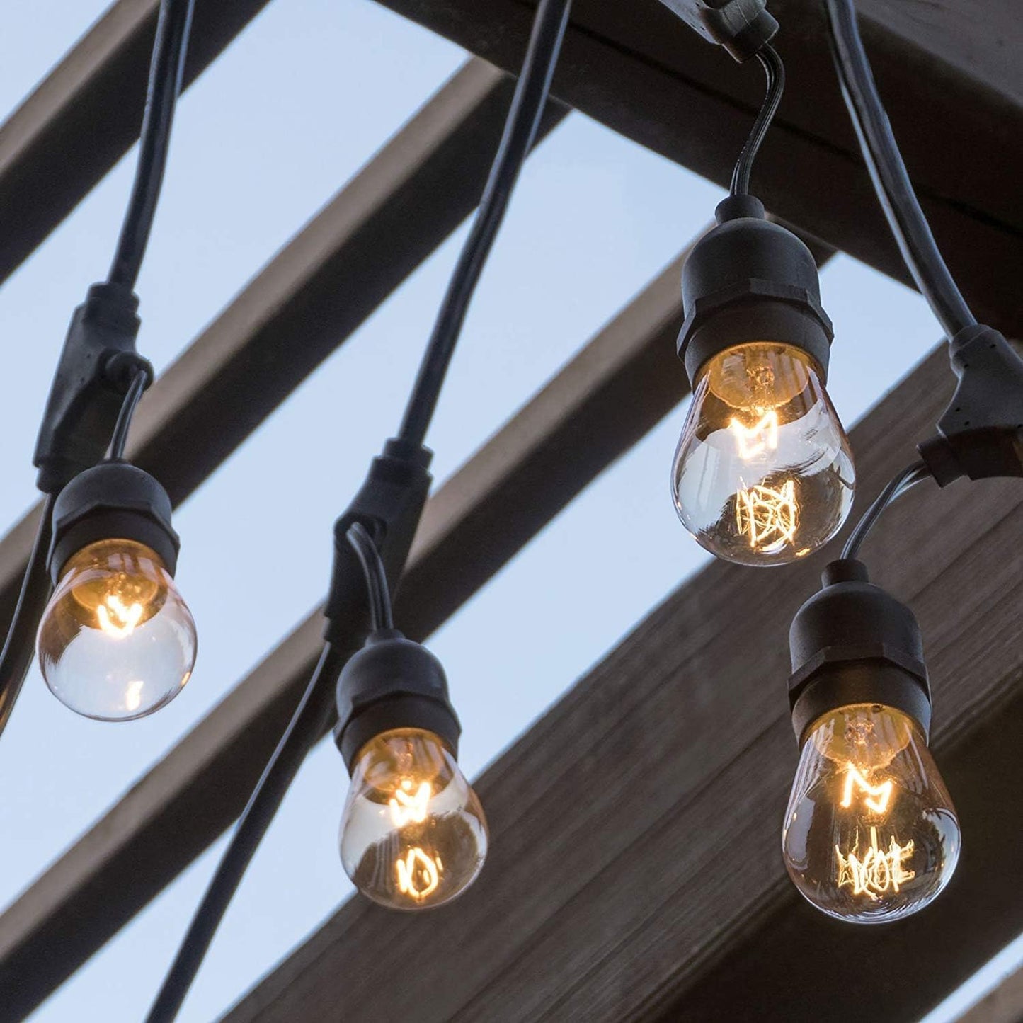 FRIDEKO HOME Waterproof Outdoor String Lights - 12Ft Commercial Grade Patio Lights Heavy Duty Light String Hanging Light Fixture with 11W S14 Bulbs for Deckyard Garden Porch Party Decor