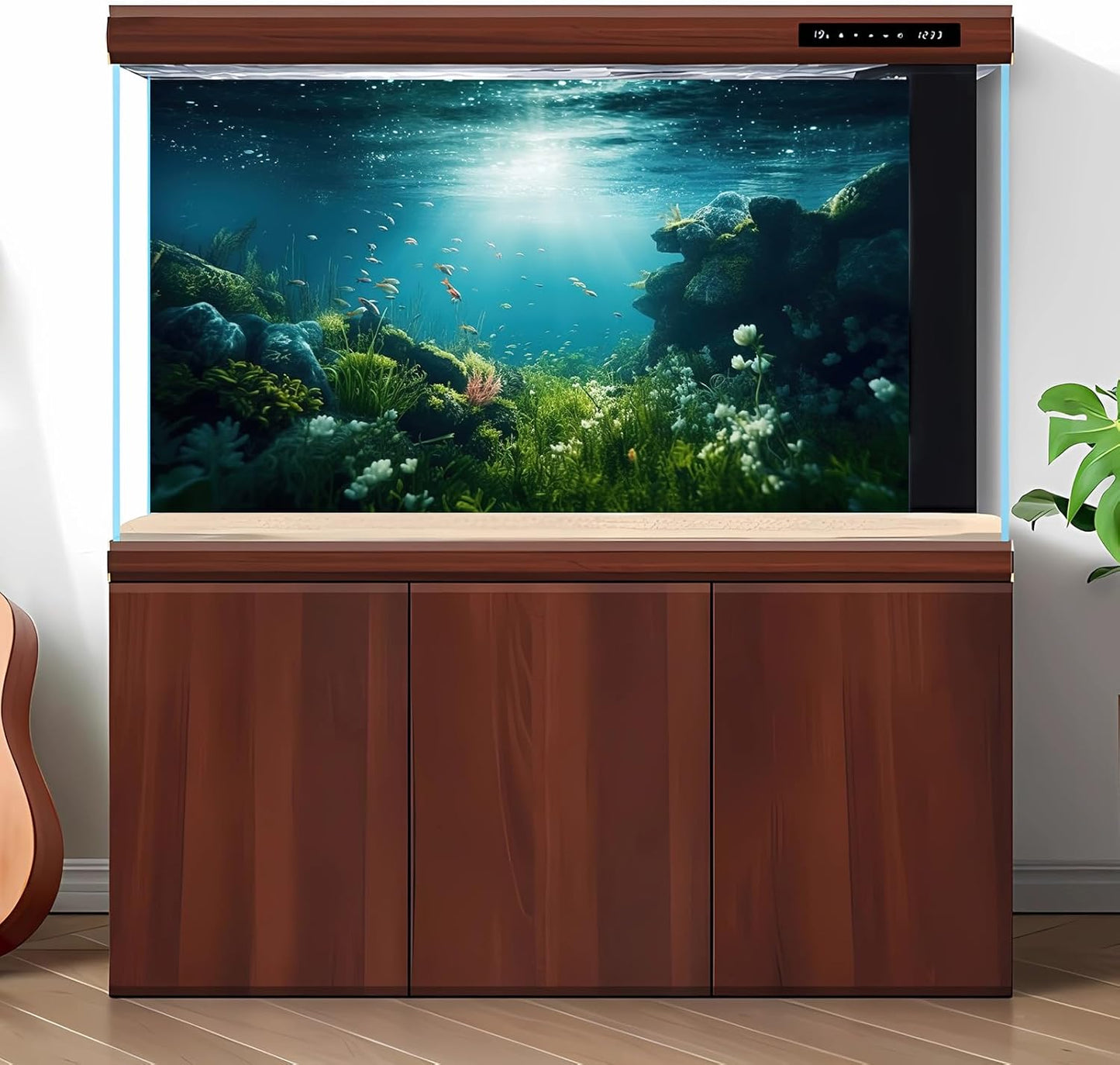 Underwater Aquarium Background Under The Sea Fish Tank Background Ocean Floor Green Aquatic Plants Aquarium Backgrounds Deep Sea Sunray Tropical Fish Aquarium Tank Backgrounds 48x18in