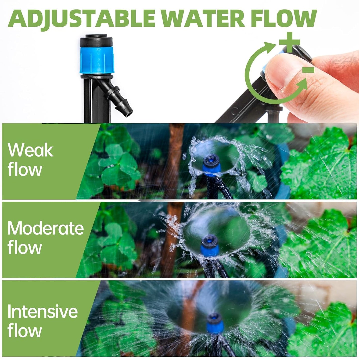 60 Pack Drip Irrigation Emitters Sprays for 1/4 Drip Irrigation Tubing, Irrigation System for Garden (30 Pcs Emitters Vortex + 30 Pcs Emitters Stream)