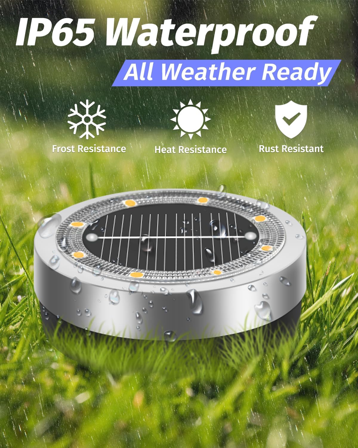 Mini Solar Ground Lights Outdoor 24 Pack Waterproof Upgraded Anti-Rust Solar Flat Garden Lights Stainless Steel Solor Powered Disc Landscape Light for Pathway Walkway Yard Lawn Patio-Warm White