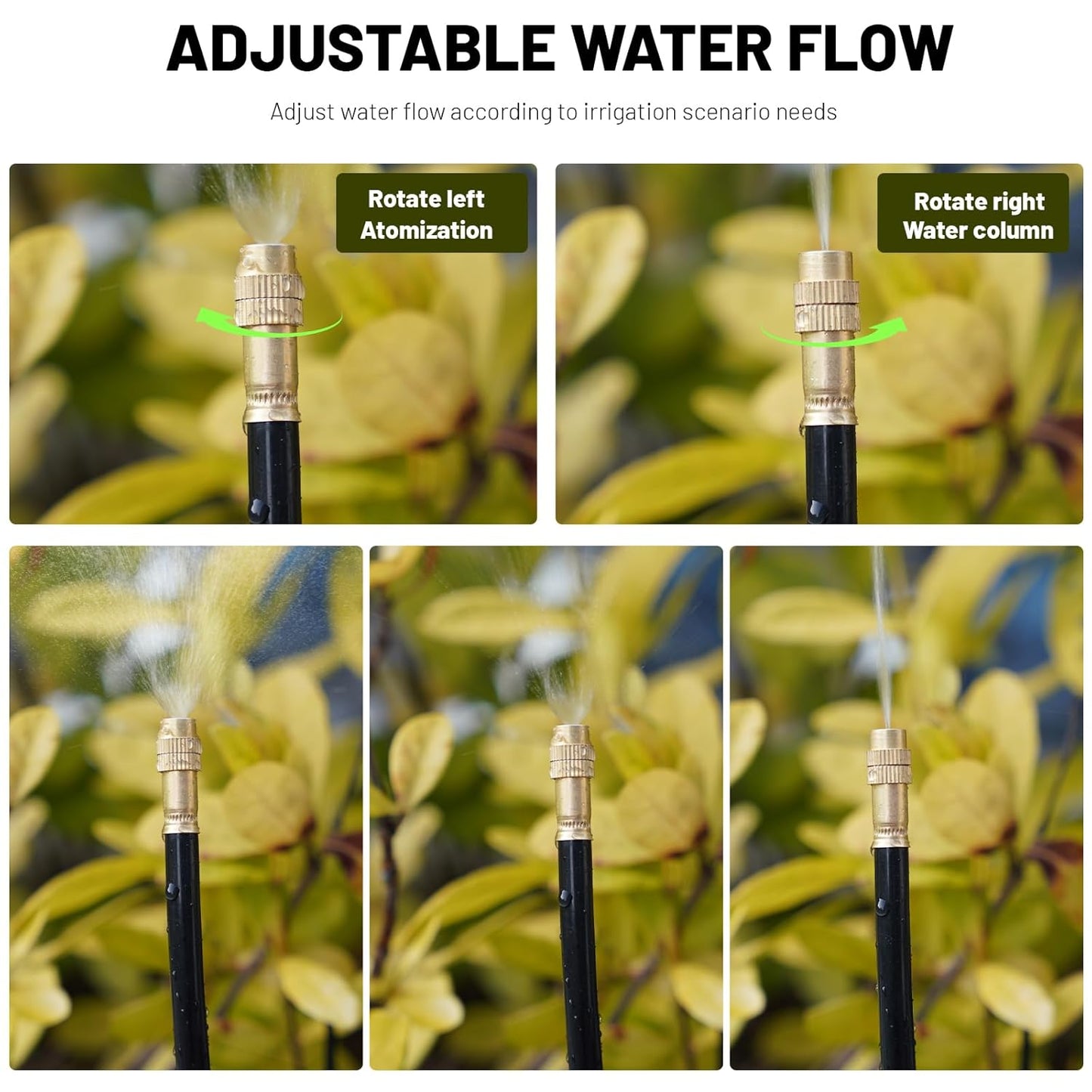 360° Adjustable Drip Irrigation System - Garden Watering Atomizing System with 16 Nozzles, Greenhouse Accessories for Yard, Lawn, Plants, Garden, 5/16 inches Hose, 50 ft