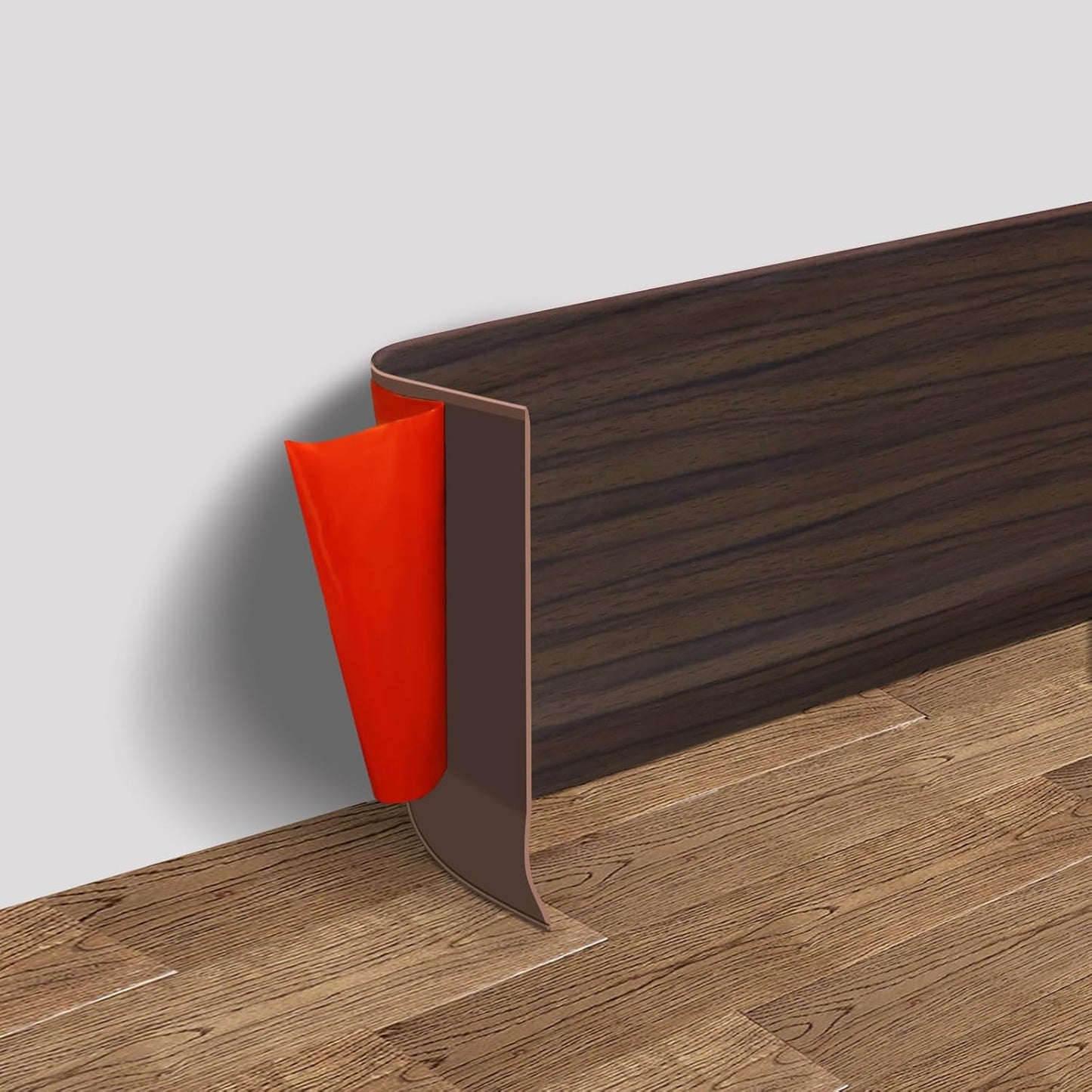Vinyl Wall Base Baseboard Molding Trim 6" Flexible Self Adhesive Rubber Wall Base Moulding Trim Peel and Stick Design, 6 Inch x 60 Feet, Brown Wood