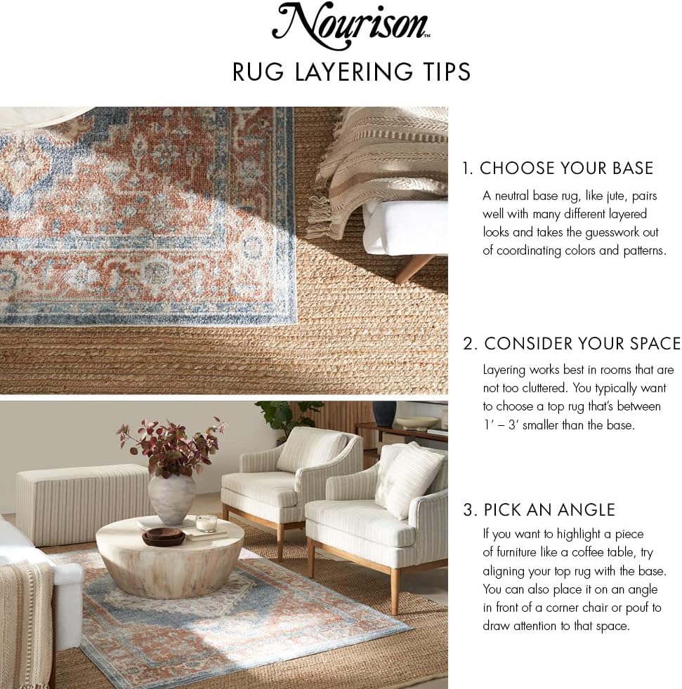 Nourison Home Positano Rainbow 2' x 6' Area Rug Easy Clean, Non Shedding, Bed Room, Living Room, Dining Room, Kitchen (6' Runner)