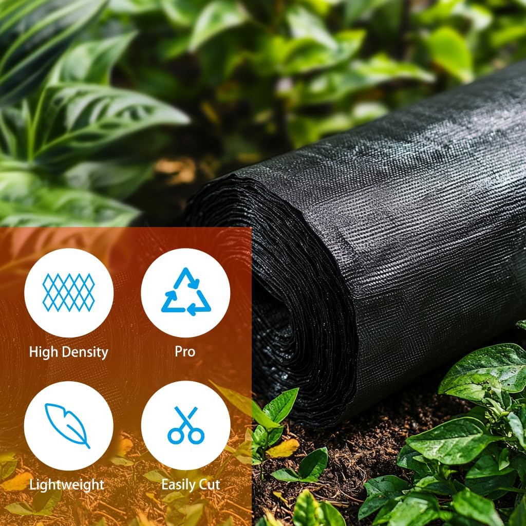 LIUJIAYI 2.4oz-5FTx300FT Weed Barrier Landscape Fabric - Durable Weed Block Gardening Ground Cover Mat, Woven Geotextile Fabric for Underlayment, Commercial Driveway Stabilization, Weed Control Cloth