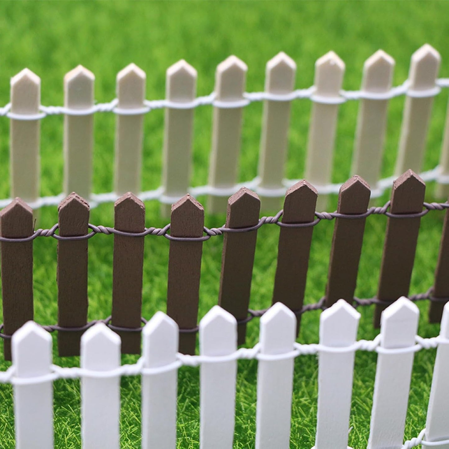 35 Inches Mini Fairy Garden Fence DIY Small Wood Decorative Picket Fence Micro Landscape Miniature Ornaments for Dollhouse, Crafts, Diorama Project, Plant Pot (Brown(2 PCS))