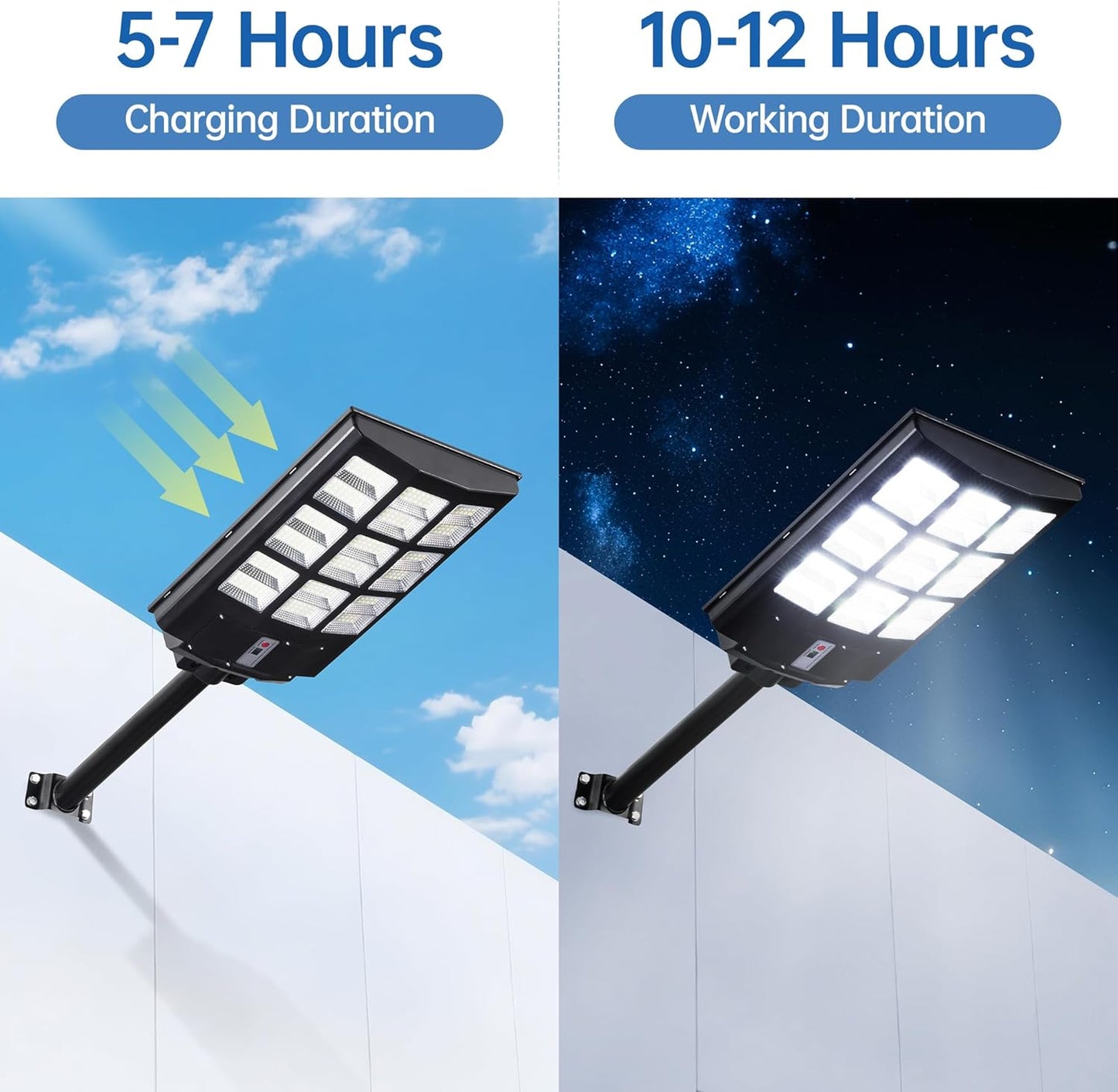 8000W Solar Street Lights Outdoor – 7000K LED Solar Lights Waterproof Dusk to Dawn with Motion Sensor & Remote, Commercial Solar Powered Parking Lot Lights for Yard, Garage, Outside (2 Pack)