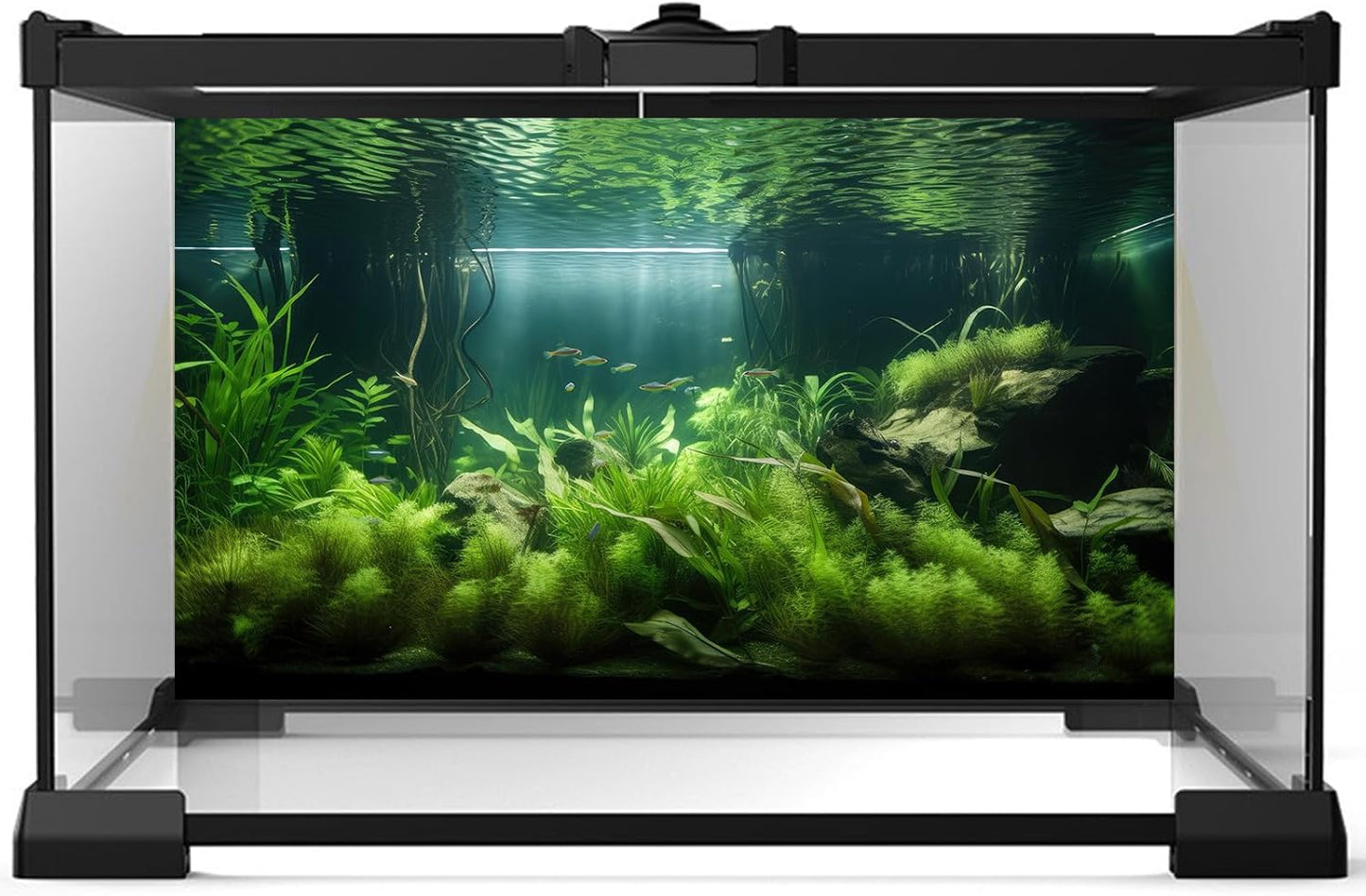 Aquarium Background Lush Green Aquatic Plants and Seagrasses Terrarium Background Under The Sea View With Rock Sands Fish Tank Background Amazing Aquarium Backdrop Background Poster Vinyl 72x18in