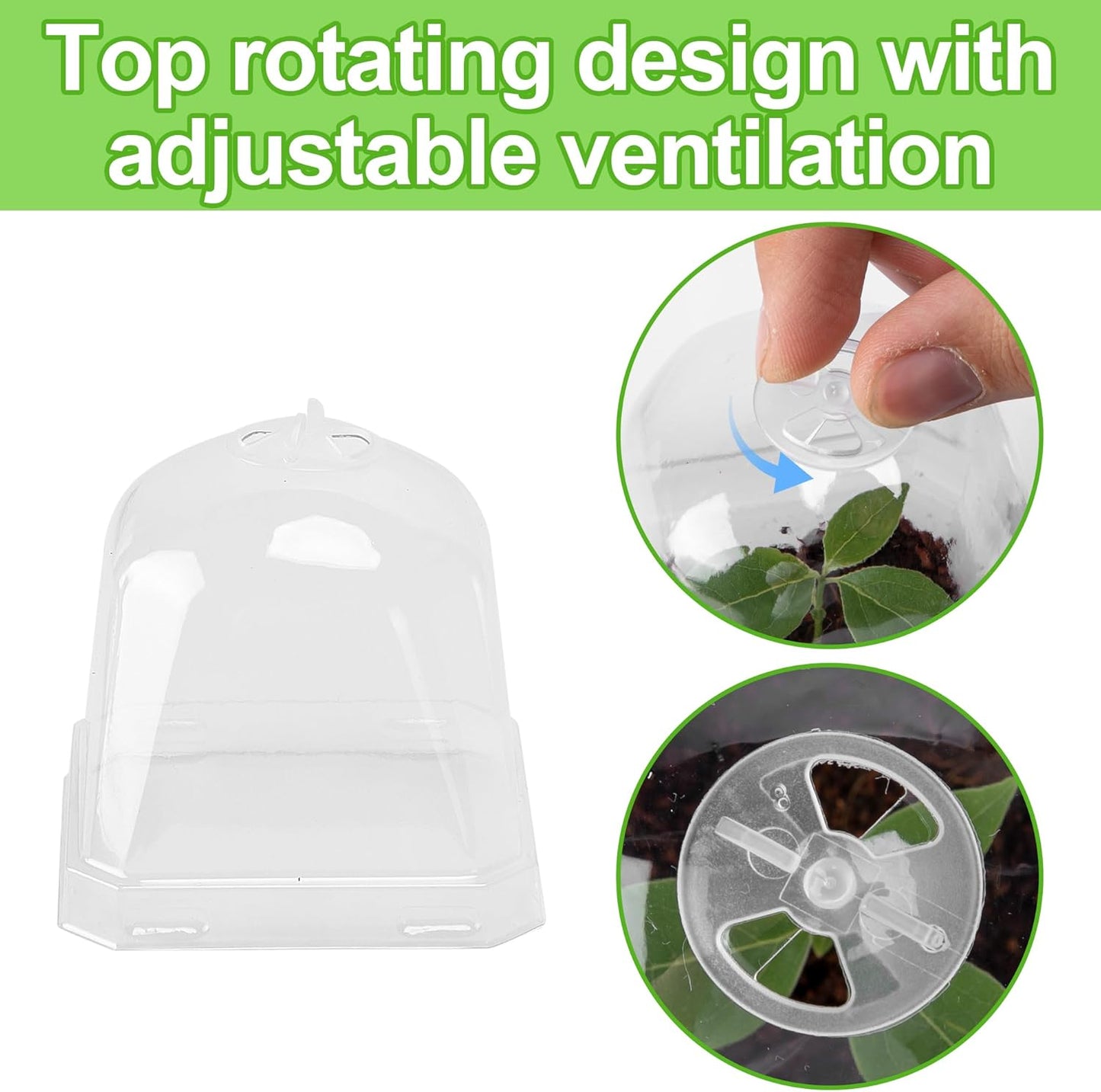 EBaokuup 4" Clear Plant Nursery Pots with Humidity Dome, 10PCS Plastic Gardening Pot Plant Container, Seed Starting Pot with Drain Holes for Seedlings/Vegetables/Succulents/Cuttings