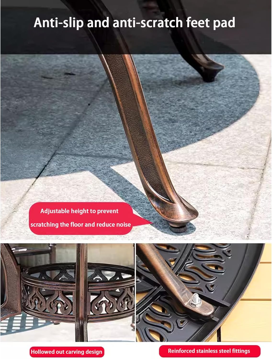 Outdoor Table Cast Aluminum Round Patio Table with Umbrella Hole All Weather Outdoor Dining Table for Lawn Garden Backyard (100cm YLSB Round Tables)