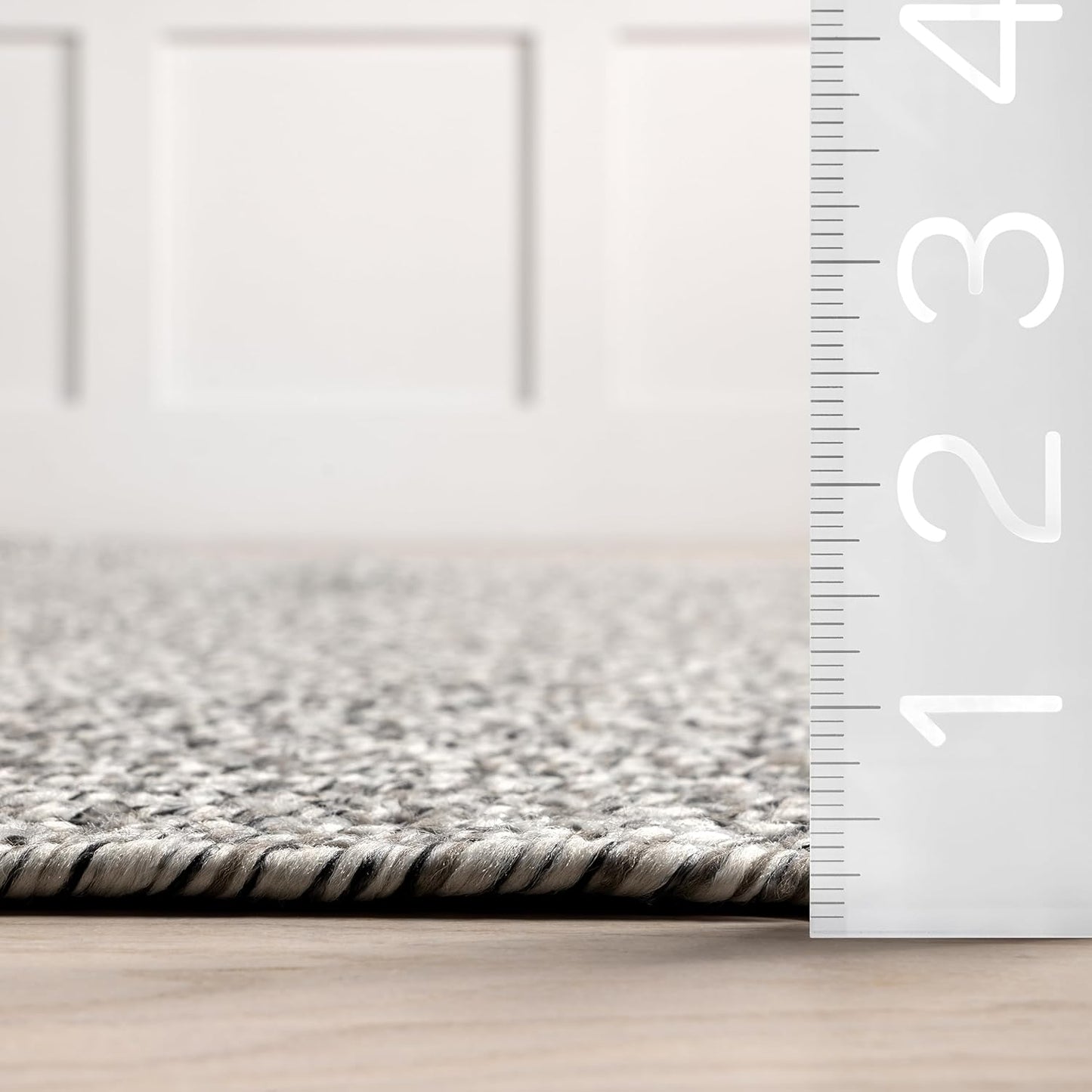 nuLOOM 8' Round Solid Hand Braided Indoor/Outdoor Area Rug, Pet-Friendly, High Traffic, Weather Resistant, for Patio, Balcony, Bedroom, Living, Dining Room, Wynn Salt and Pepper