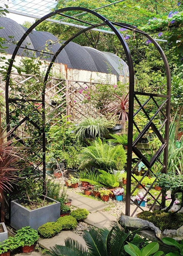 Heavy Duty Steel Garden Arbor & Trellis Arch for Grape Vines Climbing Plants Pergola Outdoor Theme Decoration Archway 180cm 260cm 340cm 140cm (Color : Black, Size : 87" W x 91" H)