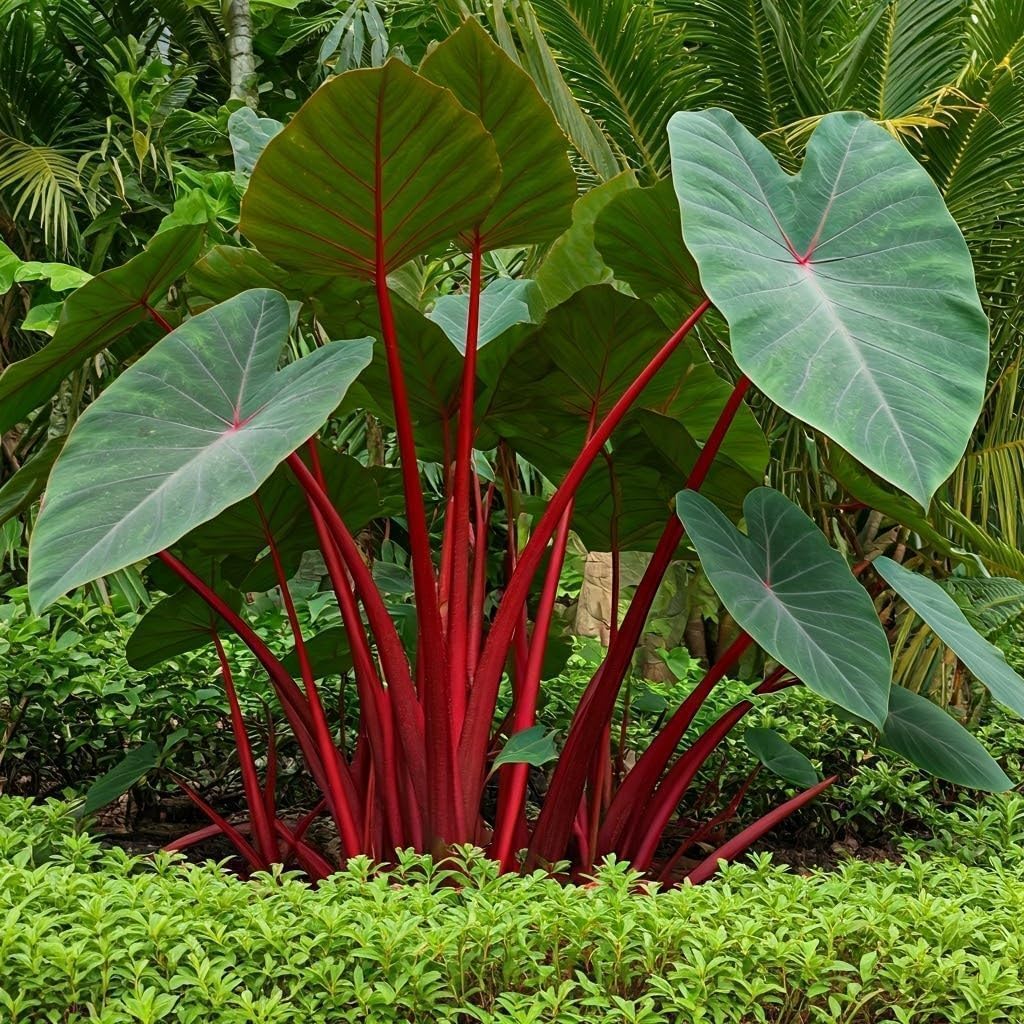 Hawaiian Punch Elephant Ear Bulbs for Planting -Rare Coloring - Perennial Hosta, Elephant Ears (2 Elephant Ear Bulbs)