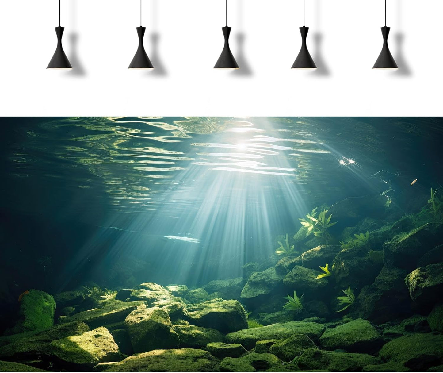 Under The Sea Aquarium Background Aquatic Plants Deep Sea Fish Tank Background Underwater Sunray Rock Terrarium Backgrounds Deep Ocean Floor Tropical Fish Tank Backgrounds Decorations 24x12in