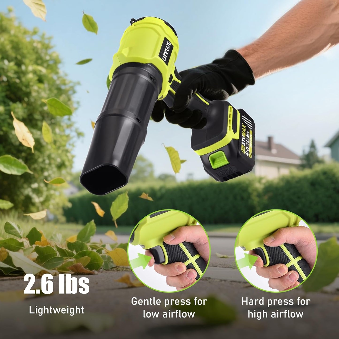 Leaf Blower Cordless with 1 Pack Battery and Charger, Electric Blowers for Lawn Care & Garden, 21V 4000mAh Battery Powered Leave Blowers, Lightweight Handheld Blower for Patio, Car, Dust, Driveway