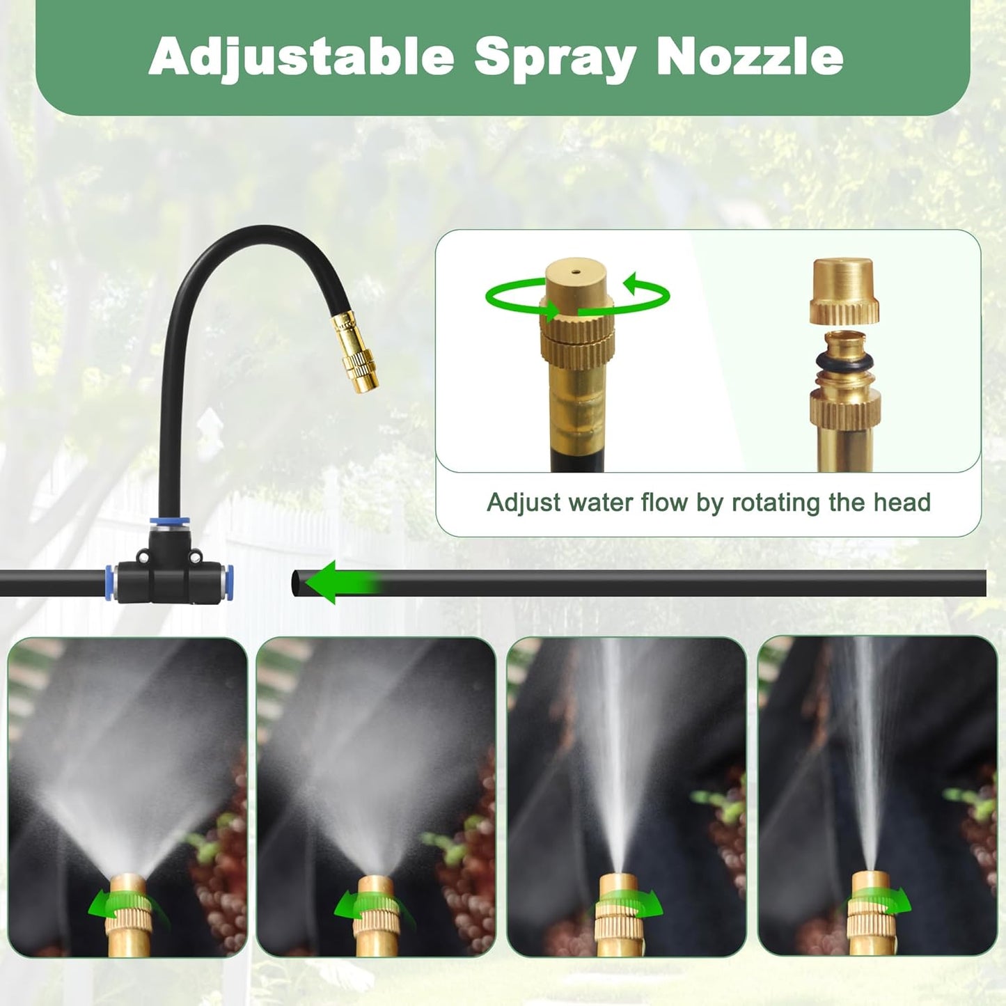 16.4Ft Drip Irrigation System, Automatic Garden Irrigation System with 360-degree Bending Dropper, Atomizing Watering Misting System with Copper Nozzle for Garden Plant Lawn Patio(5 Nozzles)