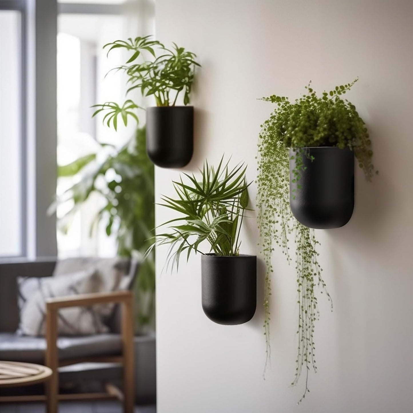 La Jolie Maison Wall Hanging Planters for Indoor Plants, Hanging Flower Pots for Air Plants Succulent, Set of 2, 6 Inch