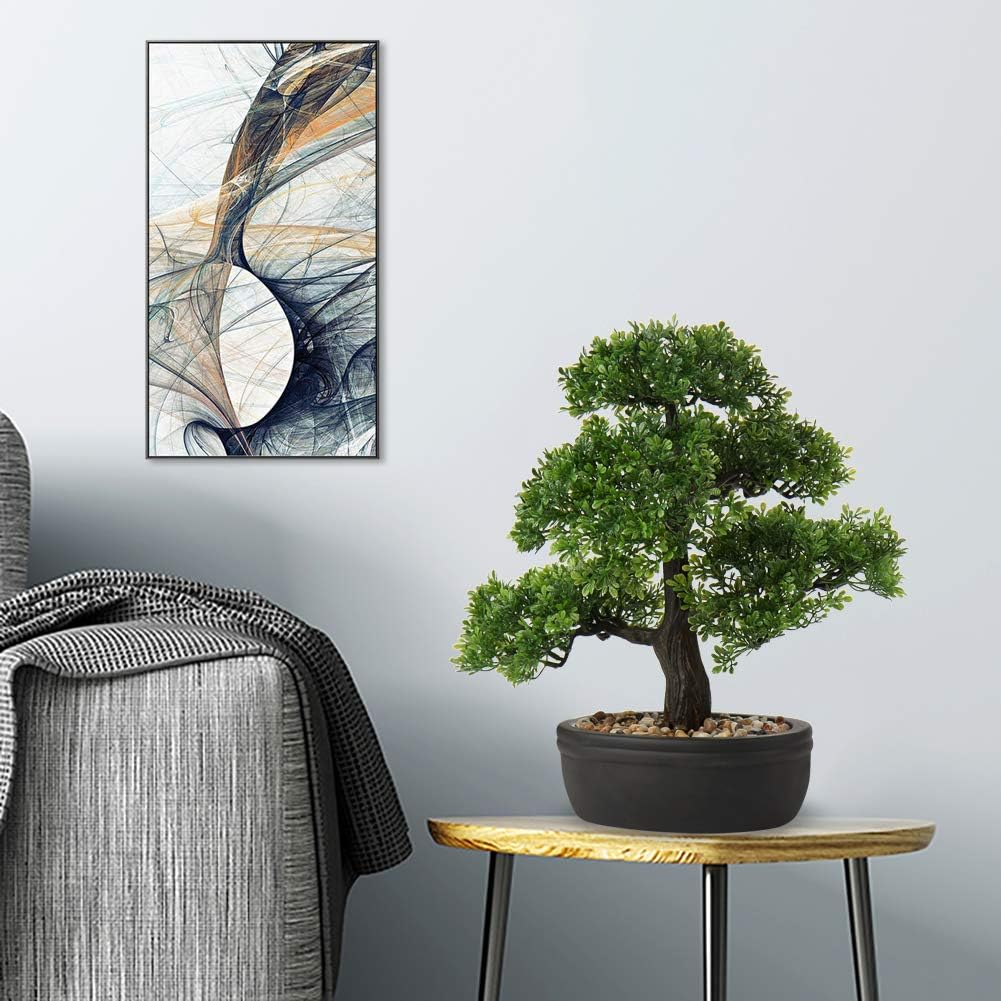 Artificial Bonsai Tree Juniper Faux Plants Indoor Small Fake Plants Decor with Ceramic Pots for Home Table Office Desk Bathroom Shelf Bedroom Living Room Farmhouse Decorations