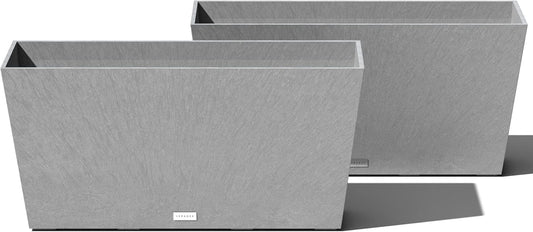 Veradek Pure Series Midori Trough Planter - Large Rectangular Planter for Indoor or Outdoor Deck/Porch | Durable All-Weather Use with Drainage Holes | Modern Decor for Shrubs, Flowers, Small Plants