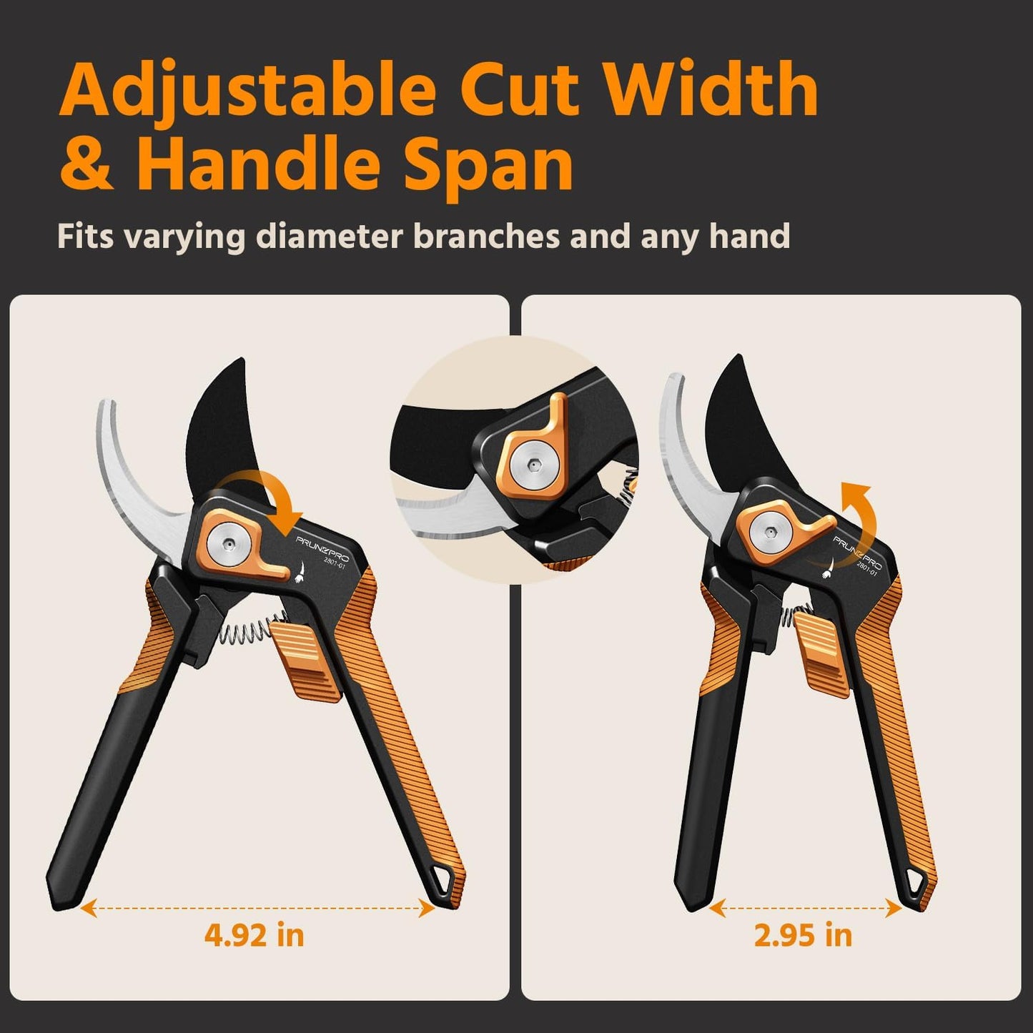 PrunePro Pruning Shears for Gardening Professional Bypass Hand Pruner Stainless Steel Sharp Blade Garden Scissors Plant Flower Garden Clipper Orange 3 Pack