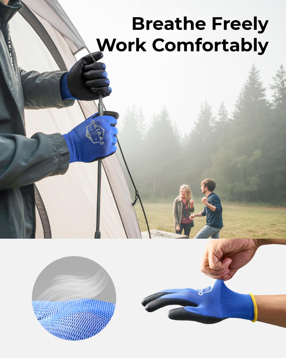 OKIAAS Men's Large Red Ultra-Thin Lightweight Working Gloves with Grip, 12 Pairs Bulk Pack Construction Gloves with Polyurethane Coating, Safety Gloves for Light Duty Work