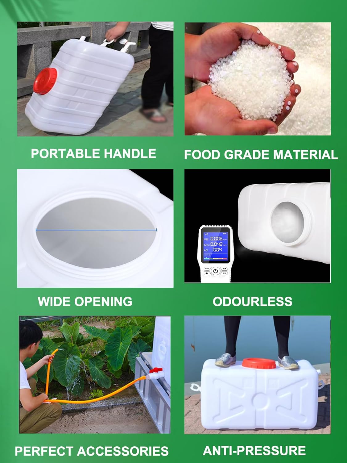 Large Capacity Water Tank with Spigot for Camping Plastic Water Storage Tank Water Container for Emergency Storage Household Outdoor Camping RV Self-Driving Tour(Size:200L/50gallon)