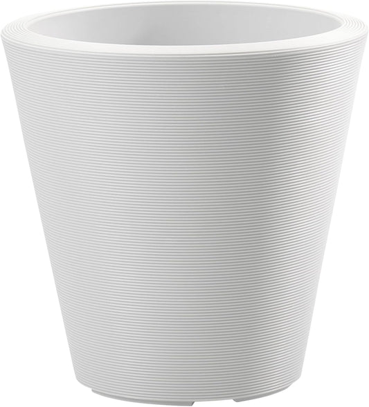 Crescent Garden Madison Planter– Weather-Resistant, Double Walled Indoor/Outdoor Plant Pot with Drain Hole – Extra Large Commercial Size Pot, 34" W (Cloud White)