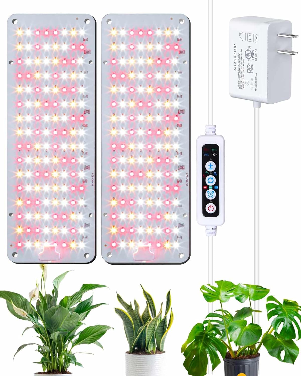 LED Grow Lights, Dimmable Plant Lights for Indoor Growing in Winter Full Spectrum, Ultra Thin Plant Grow Lights with 6/12/16H Timer, 3 Spectral Modes Grow Light Panel for Gardening, Houseplants