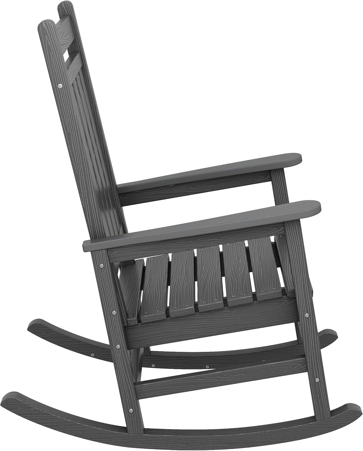 SERWALL Outdoor Rocking Chair Set of 4, HDPE Rocking Chairs for Adult, All Weather Porch Rockers for Lawn Garden, Grey