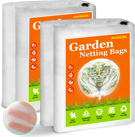 JOJOLEE Fruit Tree Netting for Garden Protection, 2Pcs 7.8 x 7.8FT Insect Bird Nettings with Zipper and Drawstring, Plant Cover Mesh Net Bags for Blueberry Bushes, Tomatoes, Flowers