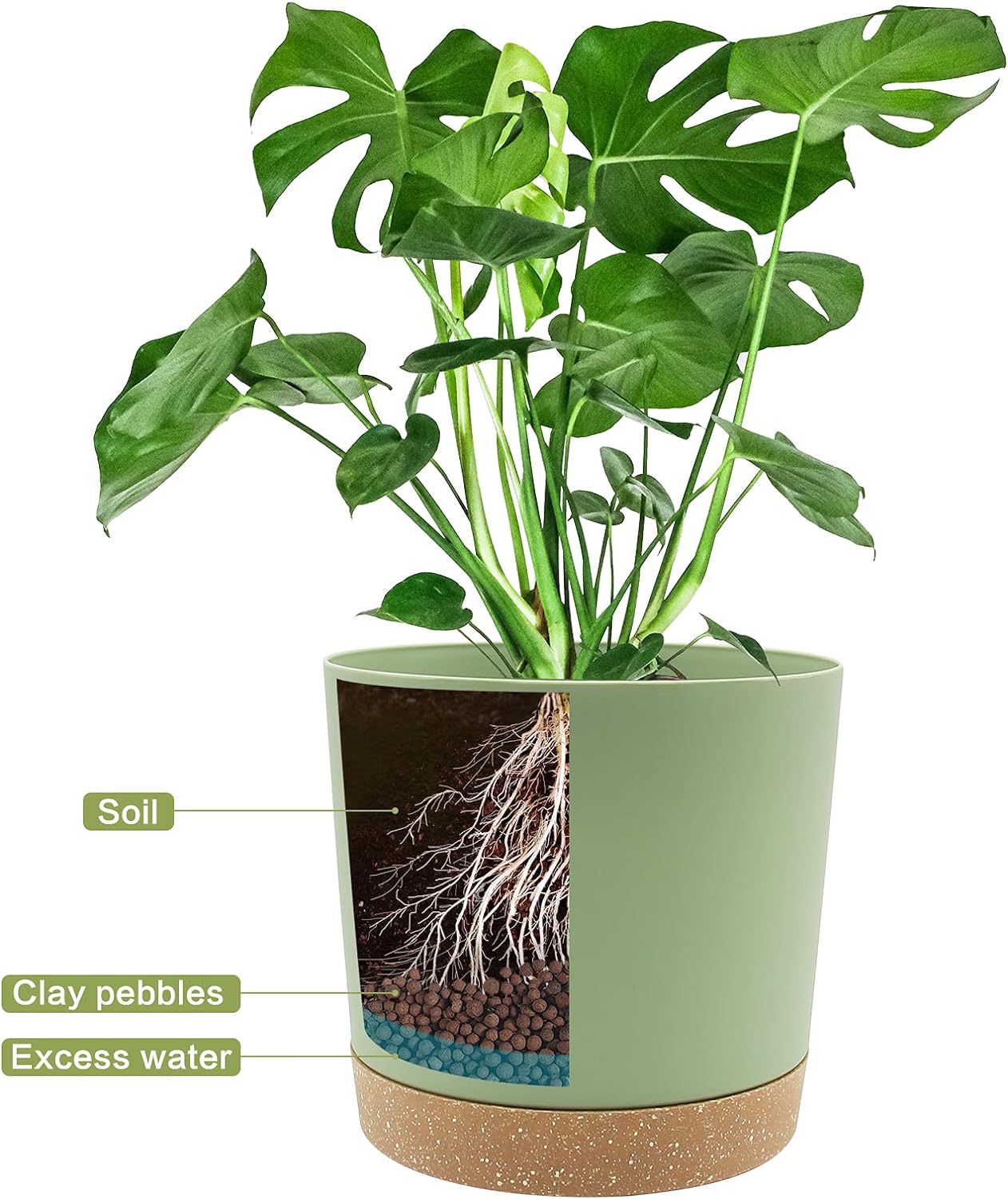 QCQHDU 10 inch Plant Pot, 2 Pack Planters for Indoor Plants with Drainage Holes & Saucer, Outdoor Flower Pots Home Garden Modern Decor