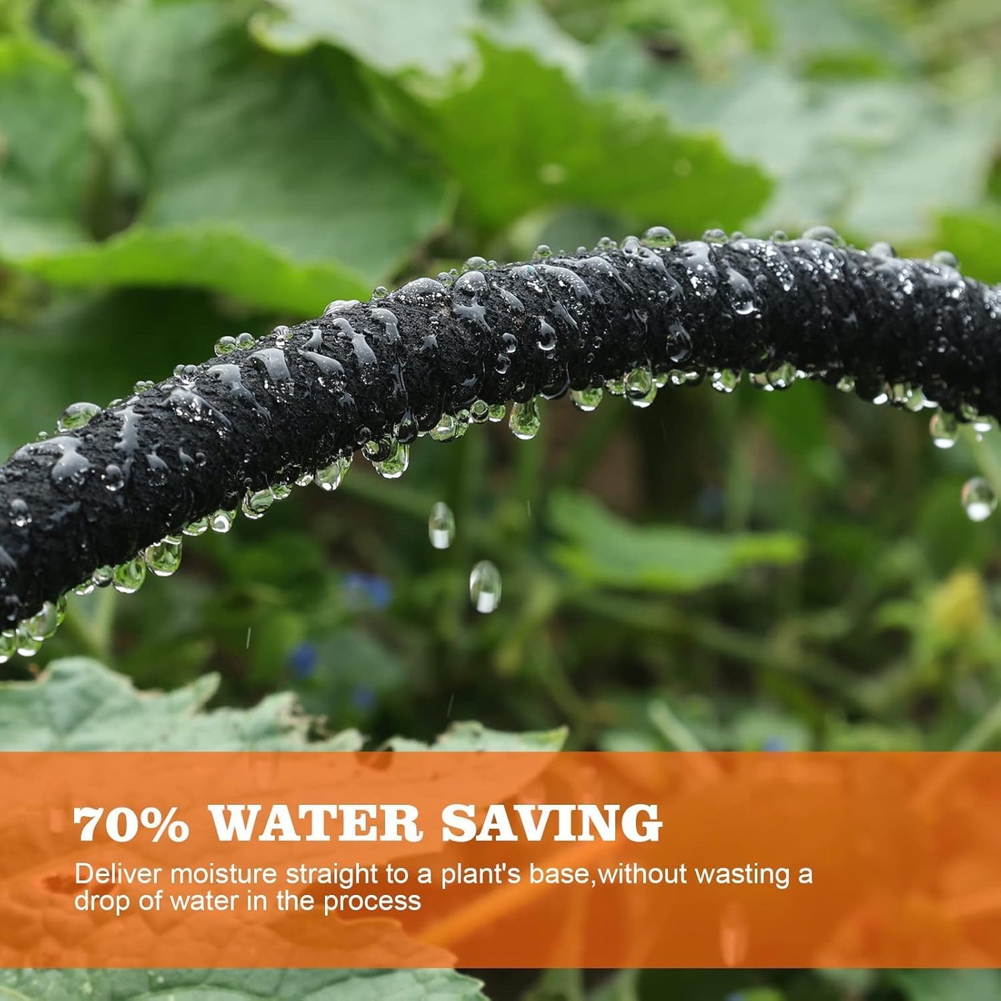 Soaker Hose, 1/2" x 100 FT Round Rubber Garden Soaker Hose, Heavy Duty Water Seeper Soaker Hoses for Foundation Watering, Garden Beds, Garden, Lawn and Plants