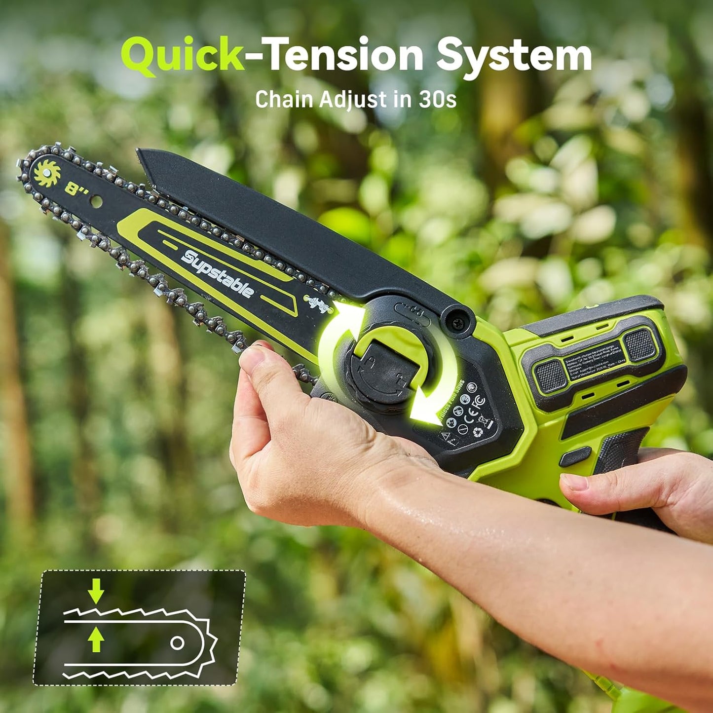 Cordless Pole Saws for Tree Trimming, 8" & 6" Mini Chainsaw Battery Powered with Extended Pole and 2x4.0Ah Batteries, 16 Feet Electric Pole Chainsaw, Tree Trimmer Limb Branch Cutter Pruner
