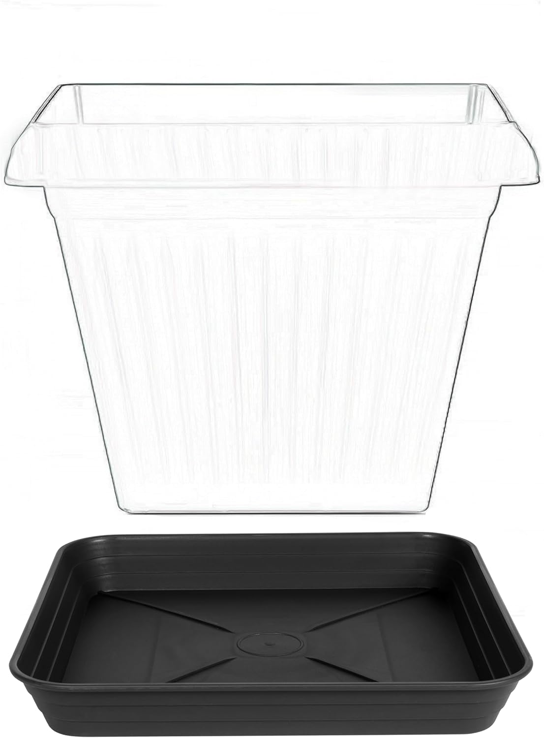 4 Pack Square Plant Saucer Tray 14 inch, Heavy Duty Plastic Plant Saucers for Indoors Outdoor, Flower Plant Drip Trays for Pots, Square Seed Starting Tray, Seedling Growing Trays