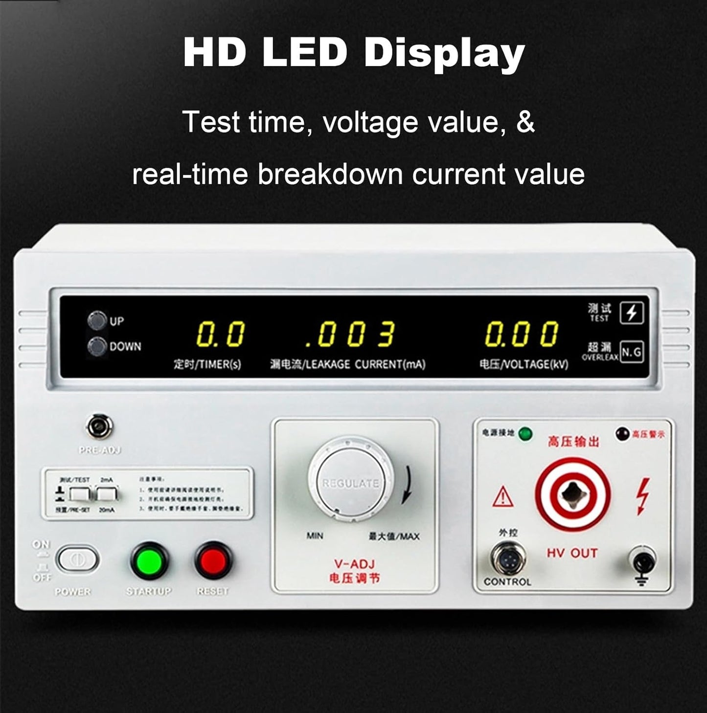 RK2670AM Withstand Hi Pot Tester, 110V 5KV AC Voltage Tester, Power Equipment Electrical Insulation Resistance Testing Tool with Digital Display