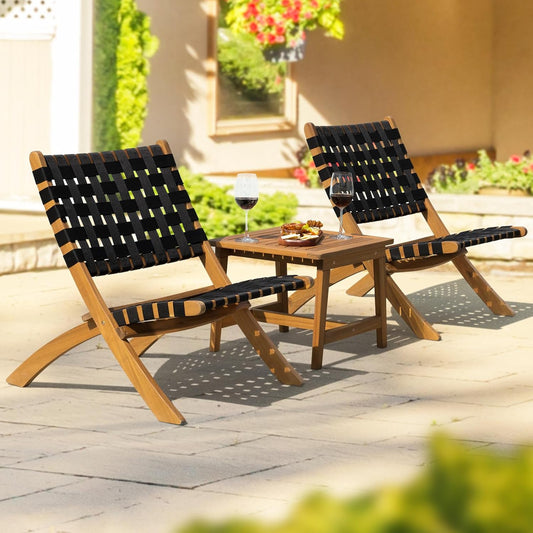 IDZO Foldable Reclining Design Heavy Duty 400lbs Capacity Patio Bistro Set 3 Piece Outdoor