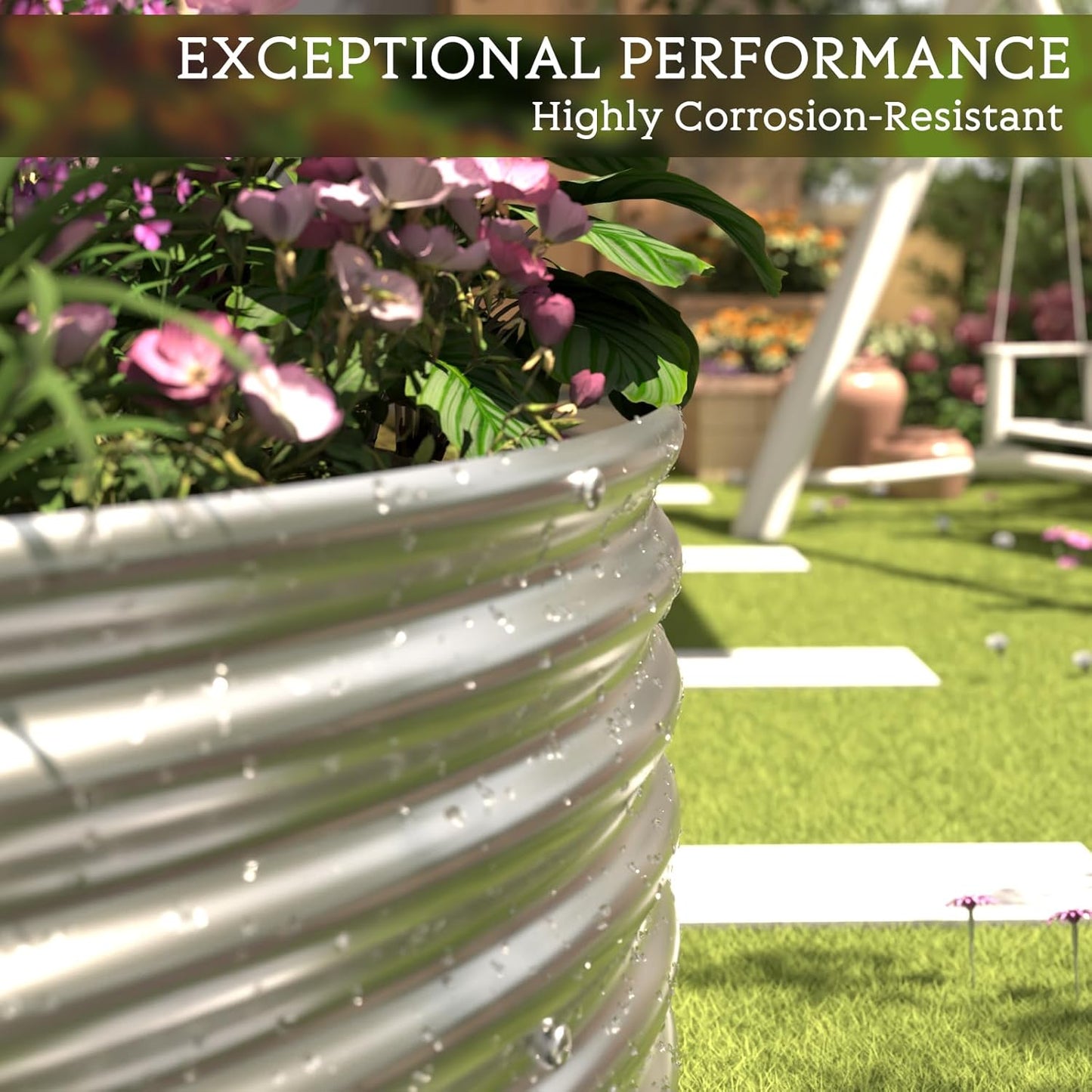 3 Pack Galvanized Raised Garden Bed Outdoor,Metal Garden Bed for Vegetables,Steel Raised Beds for Gardening,Above Ground Garden Box for Flower-45x20 inch